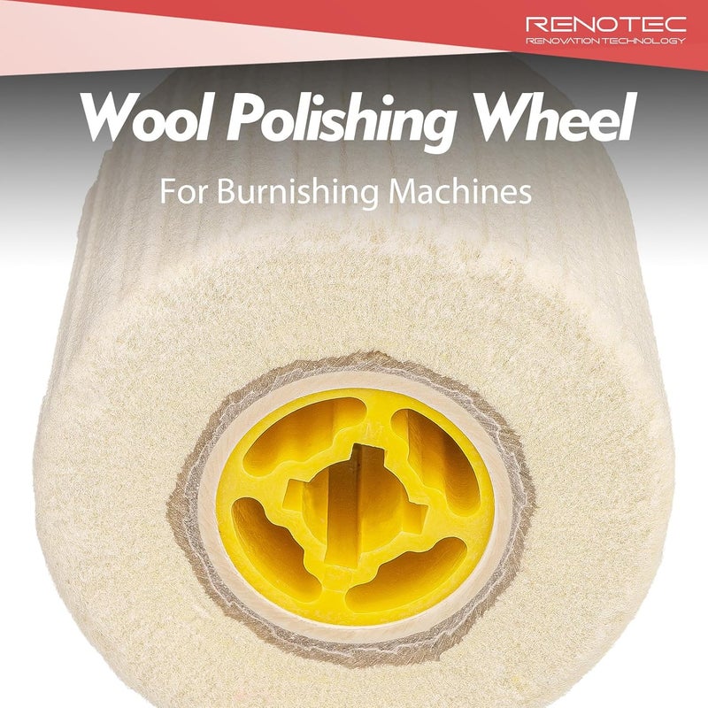 RENOTEC Wool Felt Polishing Wheel, 4.33" x 4", 110x100mm, for Burnishing Polishing Machine - Image 3